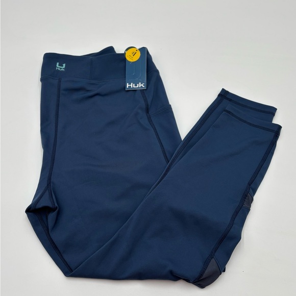 Huk Reel On Performance Leggings Women's XL Blue Fishing Athletic NWT $80 - Picture 1 of 10